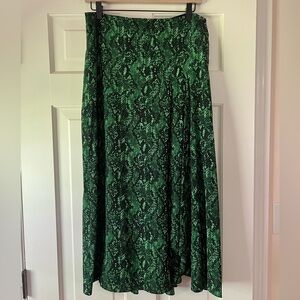 Veronica Beard Green Snake Print Midi Skirt